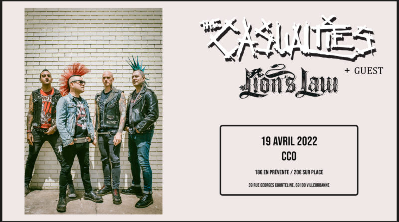 Live Report du concert de The Casualties, Lion’s Law et Damage, le mardi 19 avril 2022 au CCO à Lyon-Villeurbanne